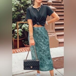 A New Day | Snake Pattern Silk Maxi Skirt Green Women’s Large